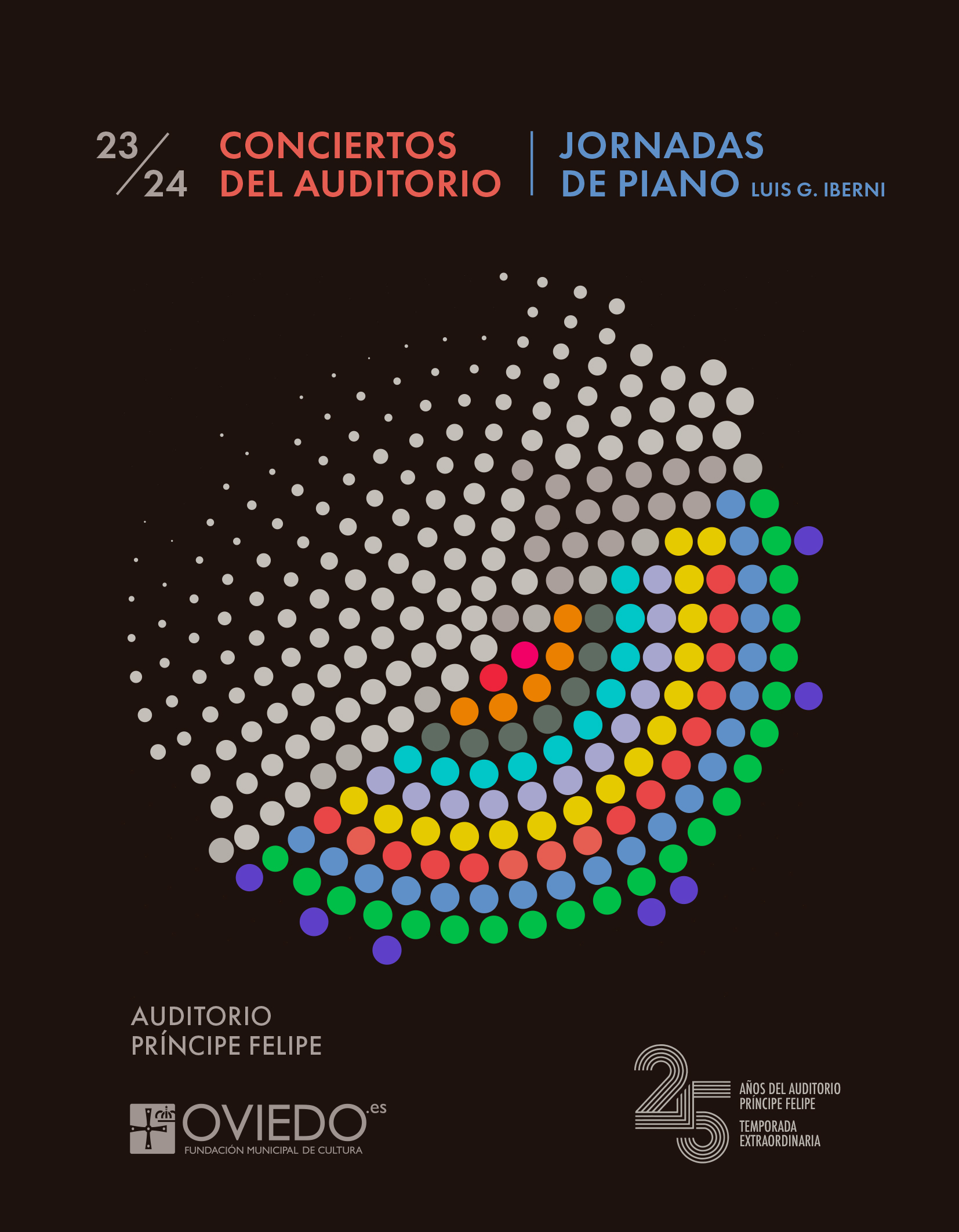 Cartel i Conciertos del Auditorio y Jornadas de Piano Luis G. I berni. Temporada 2023-24